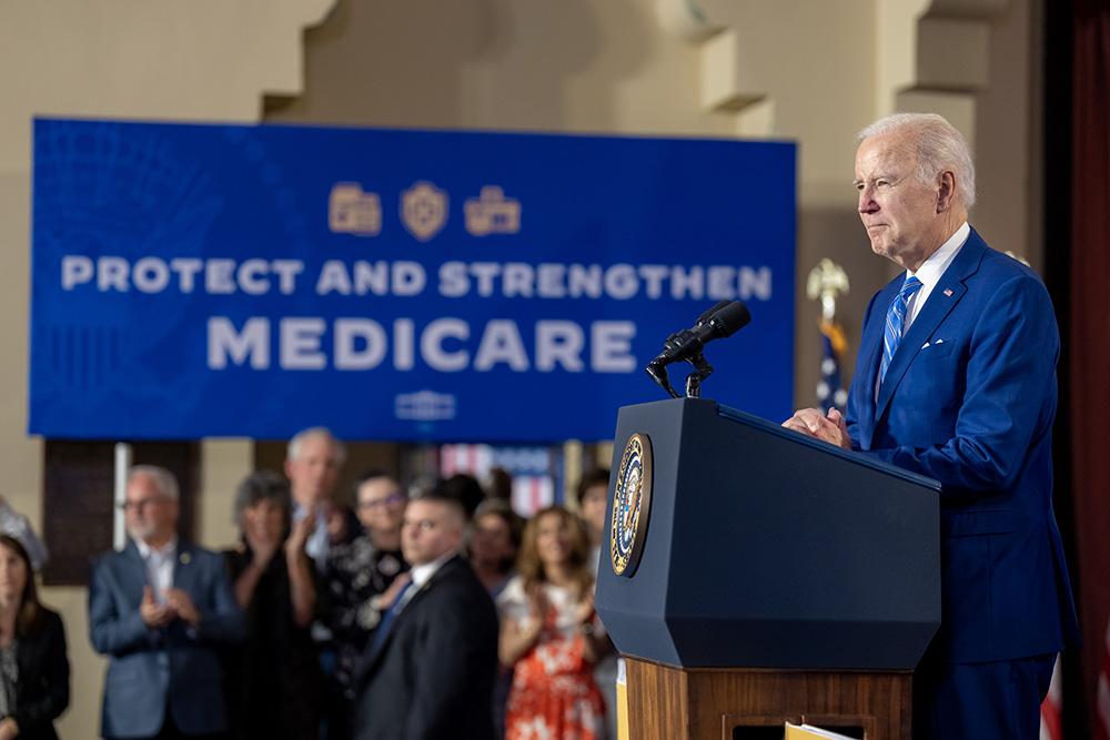 President Joe Biden delivers remarks on Social Security and Medicare Feb. 9 at the University of Tampa in Florida. (Official White House Photo/Adam Schultz)