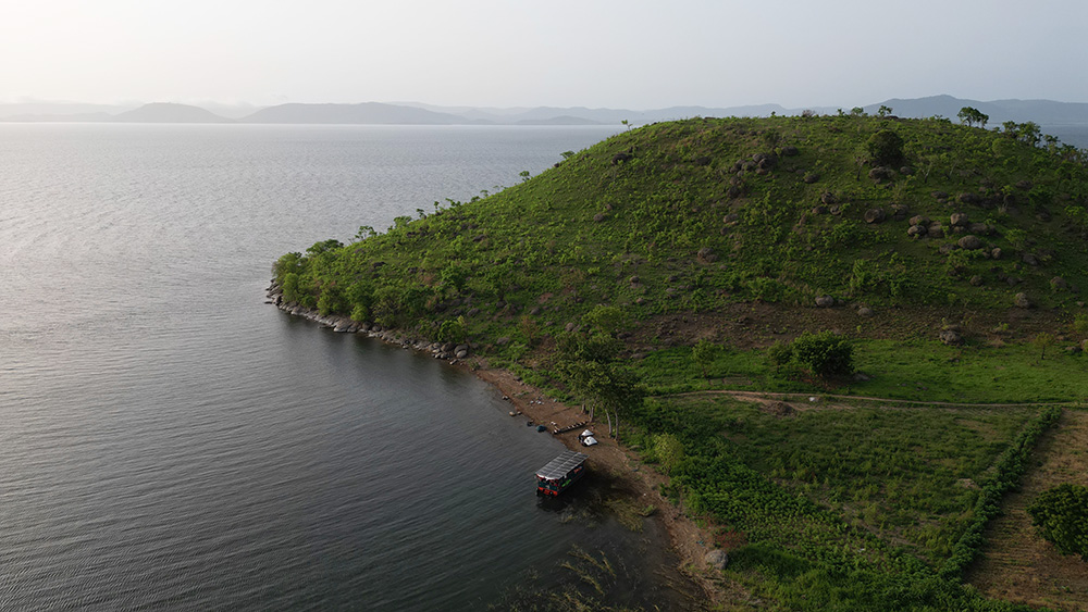 "The Woman Who Does Not Fear" docks in a bay along the Volta River in Ghana. (Courtesy of the Or Foundation)