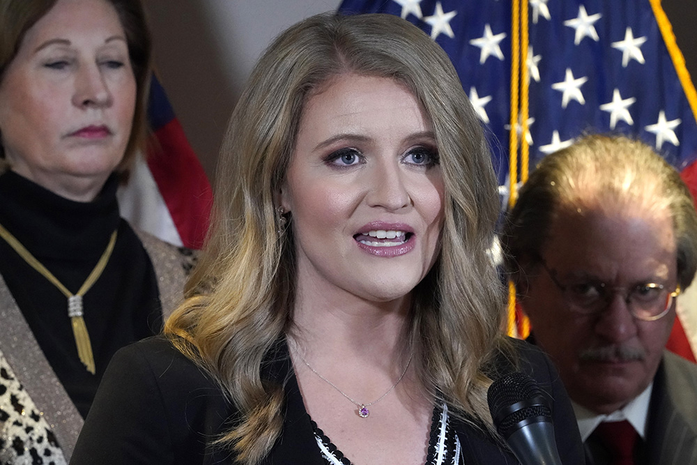 Jenna Ellis speaks during a news conference at the Republican National Committee headquarters Nov. 19, 2020, in Washington. (AP/Jacquelyn Martin, File)