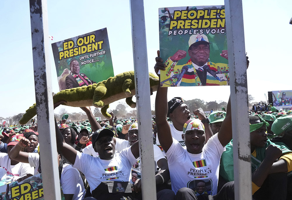 Supporters of Zimbabwean President Emmerson Mnangagwa are seen at a campaign rally in Harare Aug. 9. (AP/Tsvangirayi Mukwazhi)