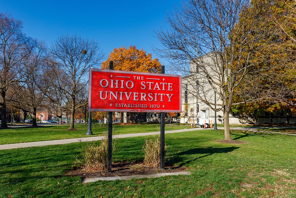 Entrance sign to Ohio State University in Columbus (Dreamstime/Bryan Pollard)
