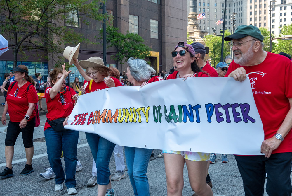 Members of the Community of St. Peter take part in the "Pride in the CLE" march in Cleveland on June 3. (Megan Dull, SND)