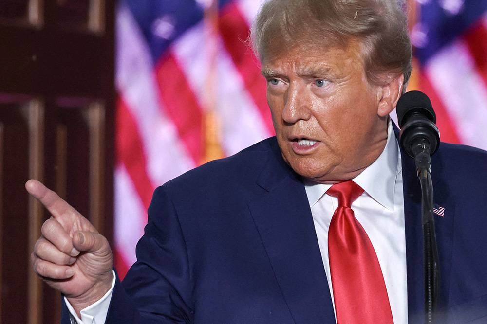 Former President Donald Trump delivers remarks during an event at Trump National Golf Club in Bedminster, New Jersey, June 13. (OSV News/Reuters/Amr Alfiky)