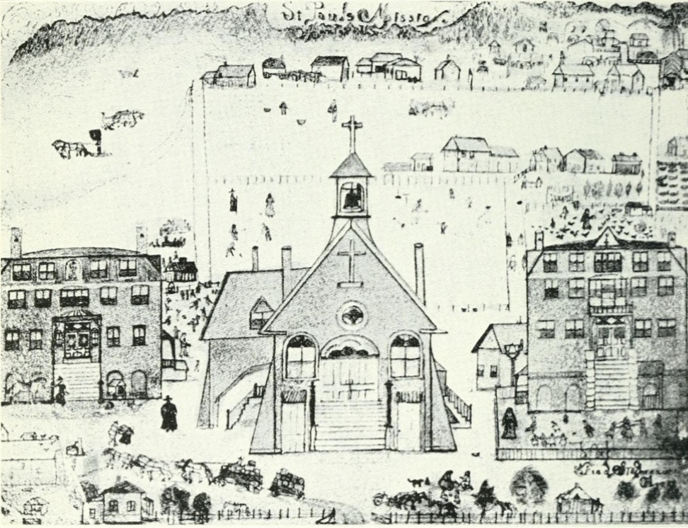 Child's 1911 drawing of mission church on Montana reservation