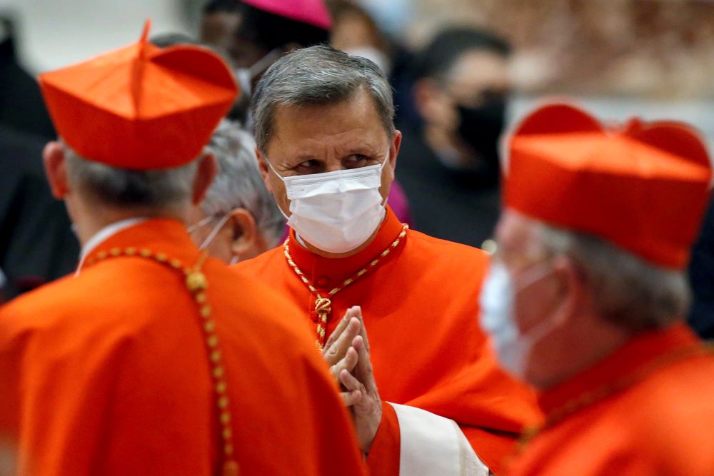 Mario Grech is shown wearing red at event where he was elevated to cardinal.