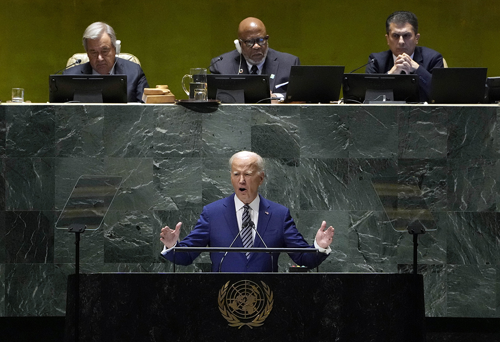 President Joe Biden addresses the 78th session of the United Nations General Assembly on Sept. 19. (AP photo/Richard Drew, File)