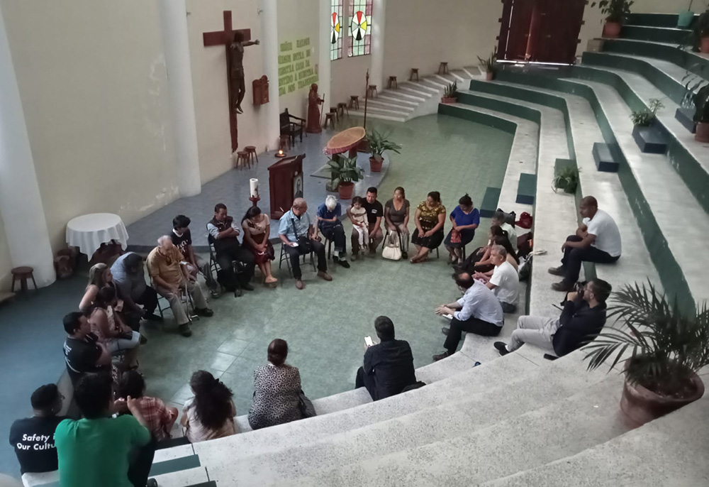 Staff and parishioners of Santa Cruz Parish in Chinautla, Guatemala, share their hopes and concerns regarding the election in mid-August. (Courtesy of Faith in Action)