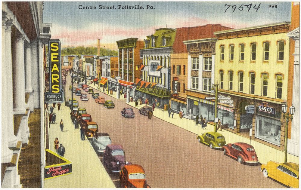 A postcard of Pottsville, Pennsylvania, circa 1930-45 (Digital Commonwealth/Boston Public Library/Tichnor Brothers Collection)