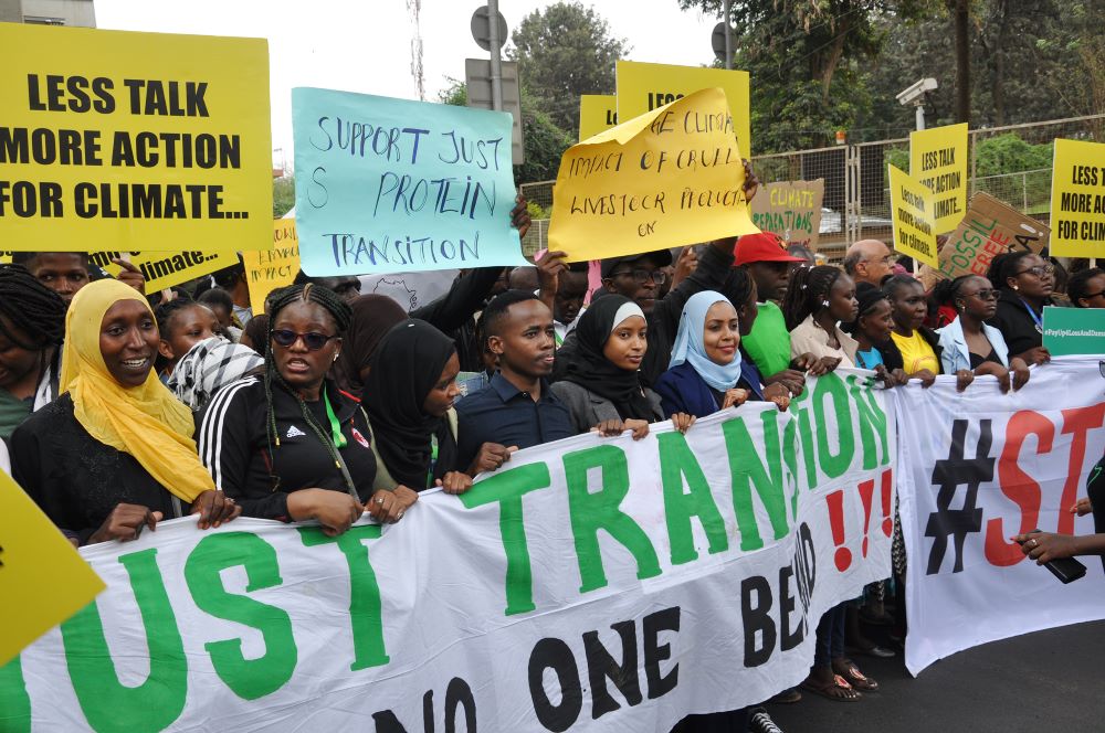 Demonstrators demanding climate action march through Nairobi, Kenya, Sept. 4, 2023. (RNS photo/Fredrick Nzwili)