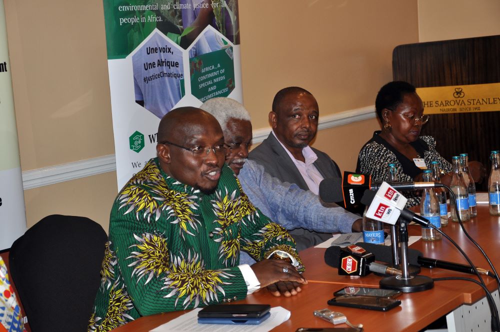 The Rev. Gibson Ezekiel Lesmore, left, speaks at a news conference in Nairobi, Kenya. (RNS photo/Fredrick Nzwili)