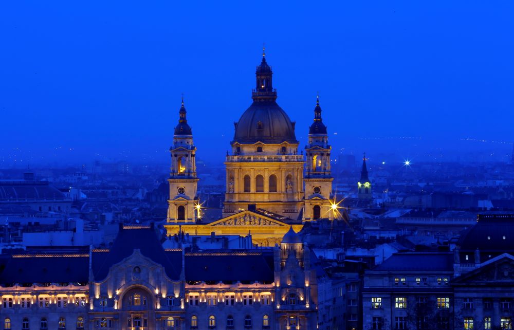 An illuminated St. Stephen's Basilica in Budapest, Hungary, is seen at night March 3, 2016. In recent years, public money has paid for building or refurb