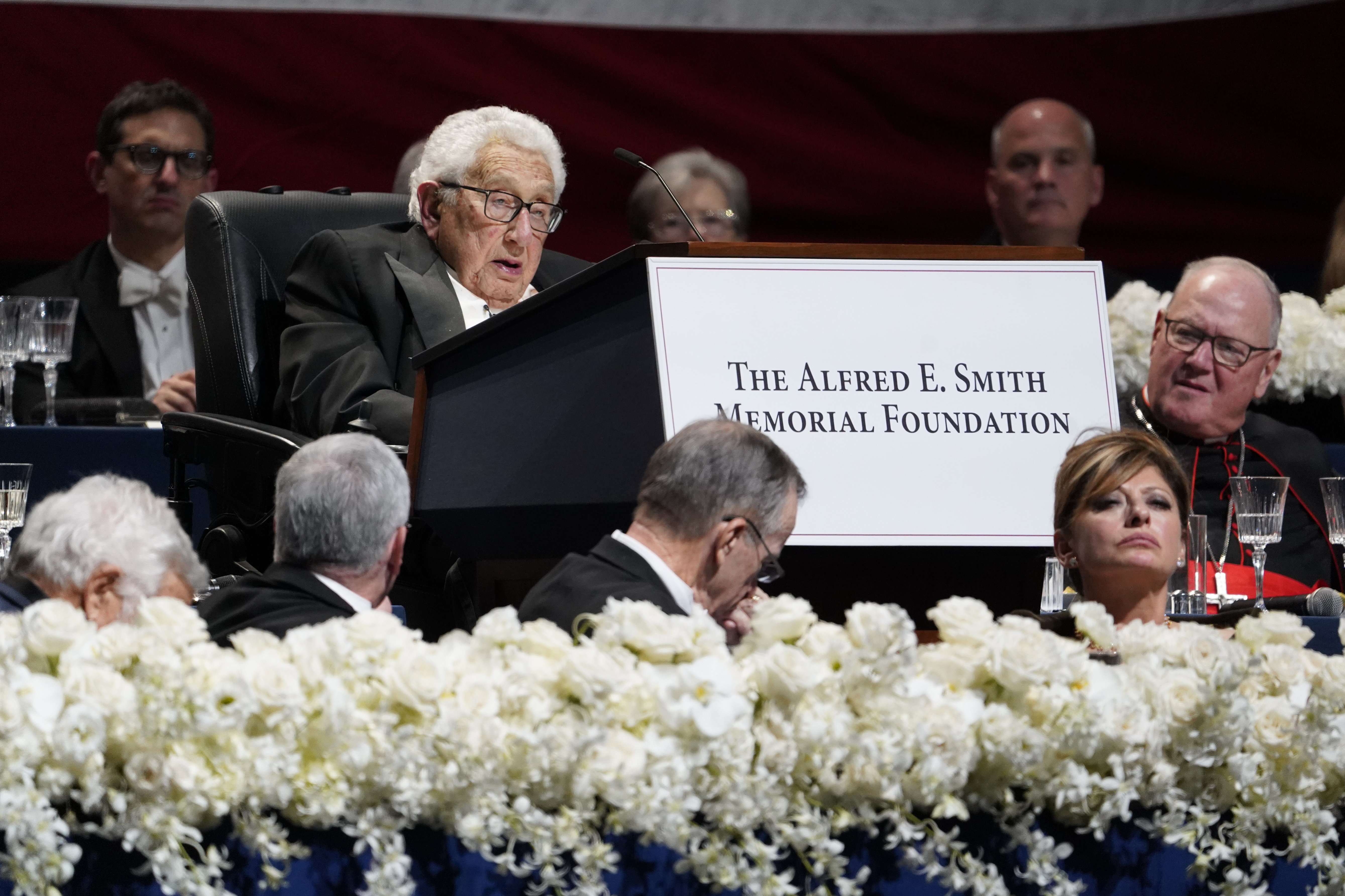 Former U.S. Secretary of State Henry Kissinger delivers the keynote address during the 78th annual Alfred E. Smith Memorial Foundation Dinner at the Park Avenue Armory Oct. 19 in New York City. (OSV News/Gregory A. Shemitz)