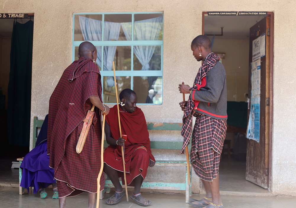 A group of Maasai people wait to be attended at Endulen Hospital, located in the Ngorongoro conservation area in northern Tanzania. (GSR photo/Doreen Ajiambo)