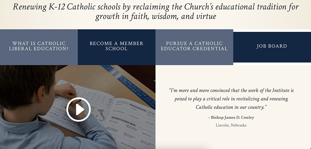 Screenshot of the Institute for Catholic Liberal Education's website (NCR screenshot)