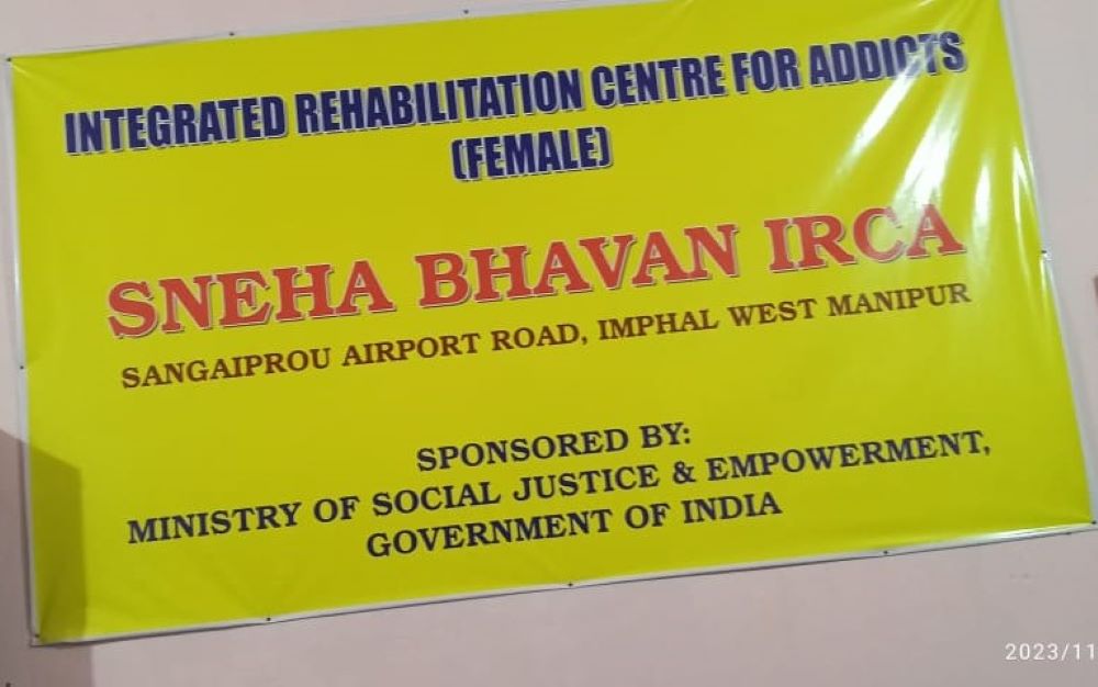 A banner displayed at the Sneha Bhavan Integrated Rehabilitation Centre in Imphal, Manipur, India, indicates its legal status and recognition by the Indian government. (Courtesy of Roni Elizabeth)