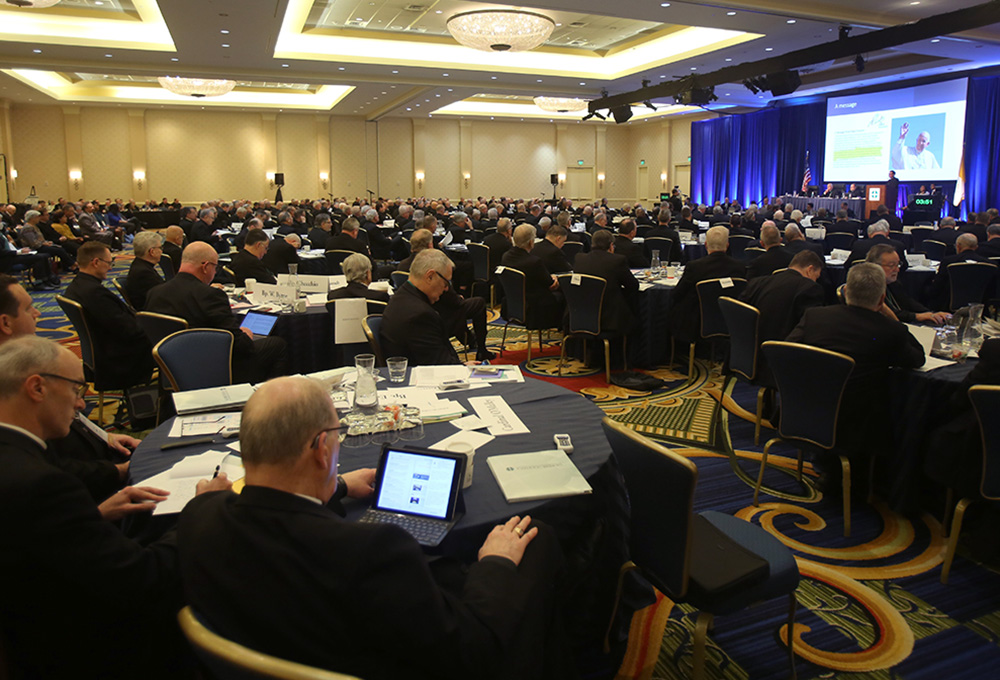 Bishops attend a Nov. 16, 2022, session of the fall general assembly of the U.S. Conference of Catholic Bishops in Baltimore. (CNS/Bob Roller)
