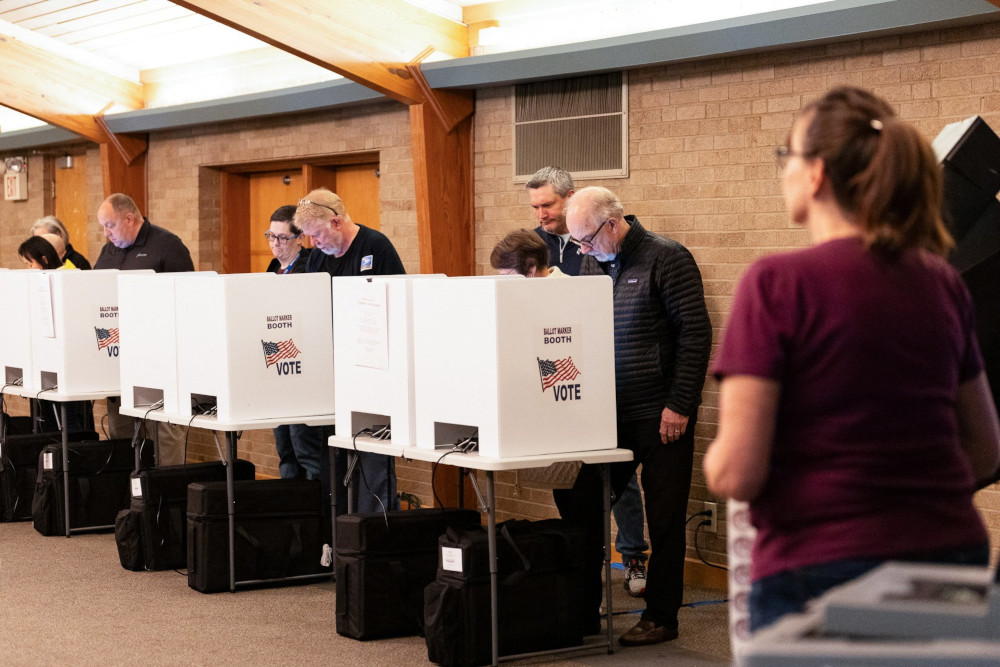 Voters fills out their ballots at a polling station in Columbus Nov. 7, 2023, as voters go to the polls in Ohio over Issue 1, a referendum on whether to enshrine legal protections for abortion in the state constitution. (OSV News photo/Megan Jelinger, Reuters)