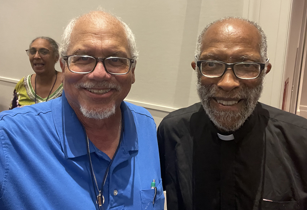Daryl Grigsby, at left, with Msgr. Ray East at the 13th National Black Catholic Congress in 2023, in National Harbor, Maryland. (Courtesy of Daryl Grigsby)