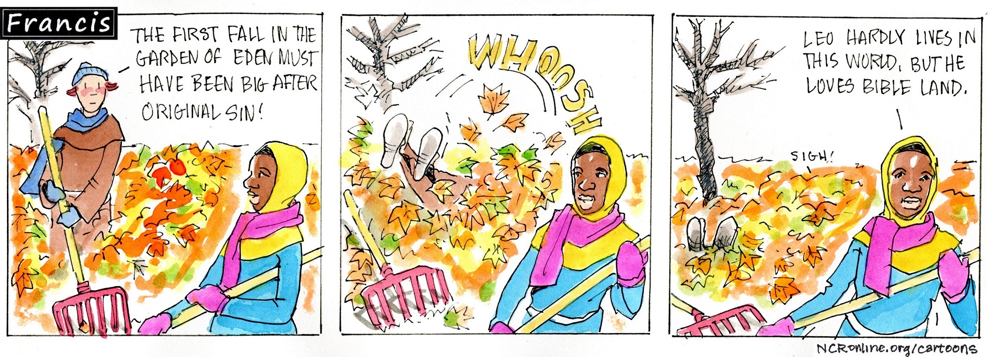 Francis, the comic strip: What was the first fall like in the Garden of Eden?