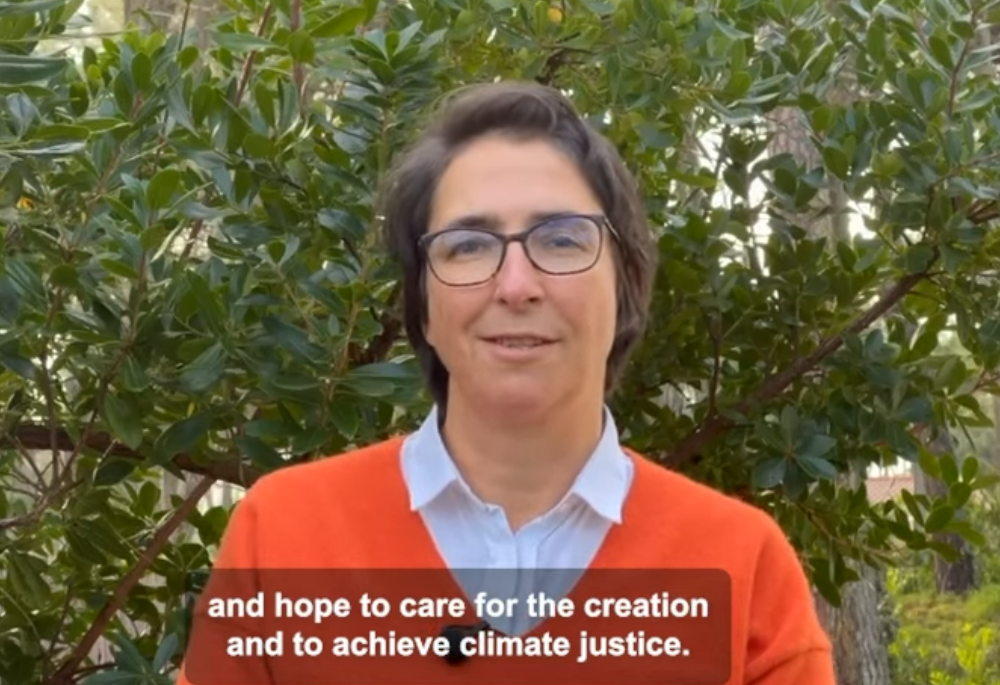 Susana Réfega speaks during a video message on the Laudato Si' Movement's YouTube page. Her appointment as executive director was announced Dec. 12, just hours after the COP28 United Nations climate conference spilled past its scheduled conclusion. (NCR screen grab/YouTube)