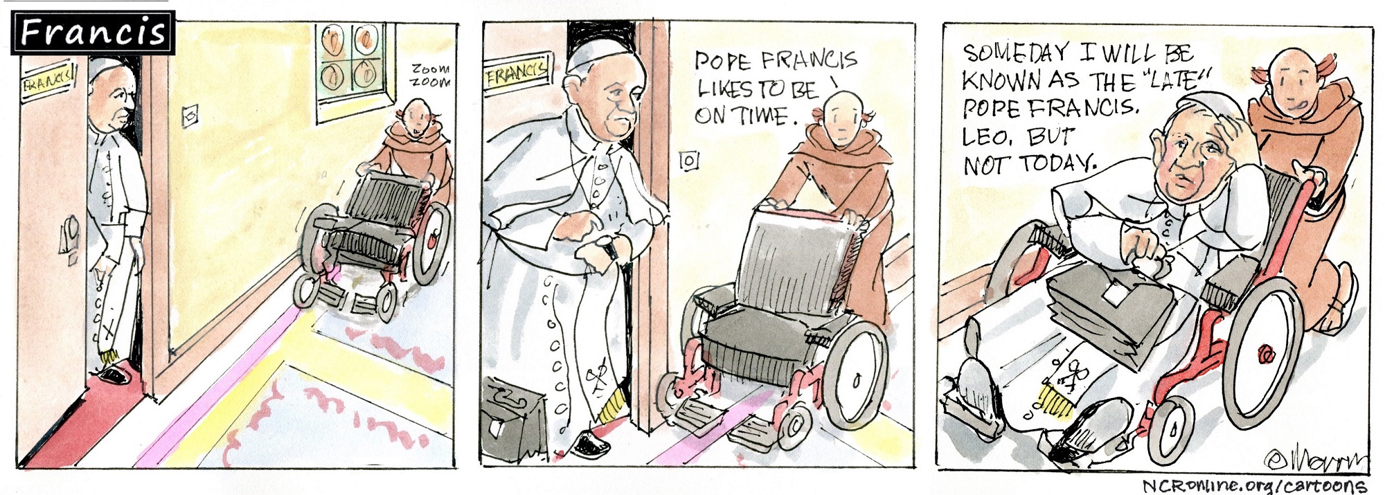 Francis, the comic strip: Francis likes to be on time!