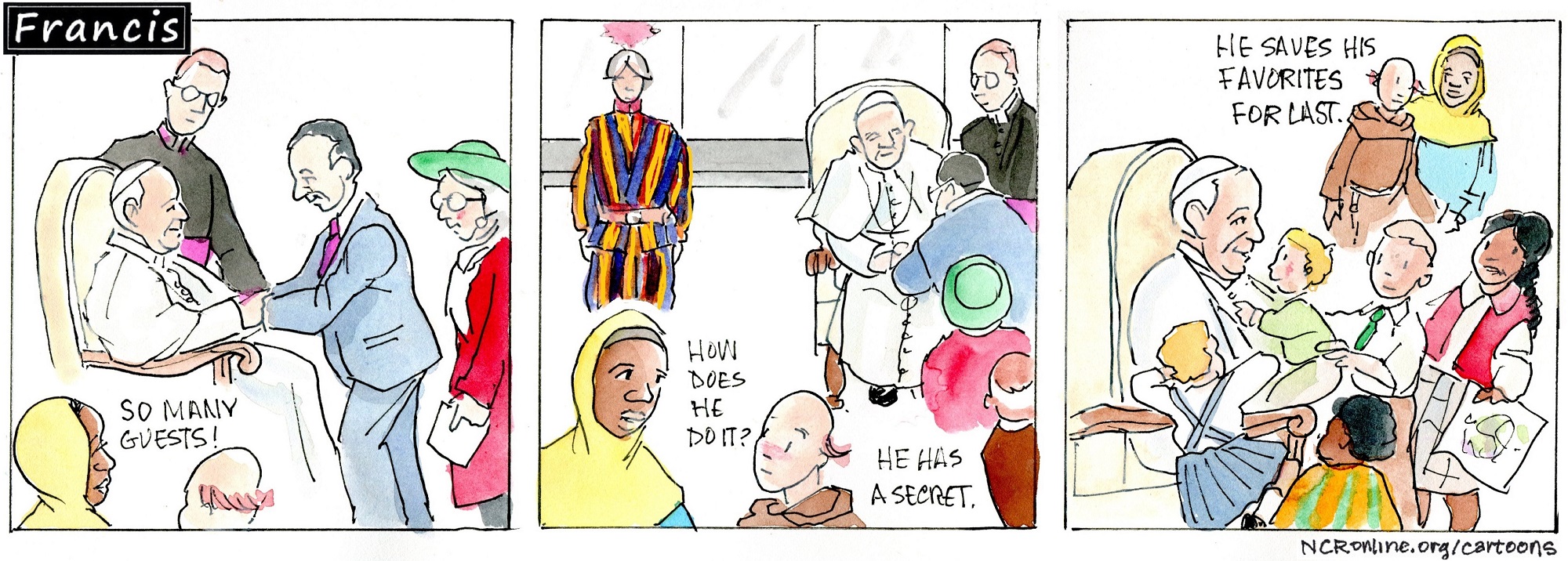 Francis, the comic strip: Francis entertains some special guests.