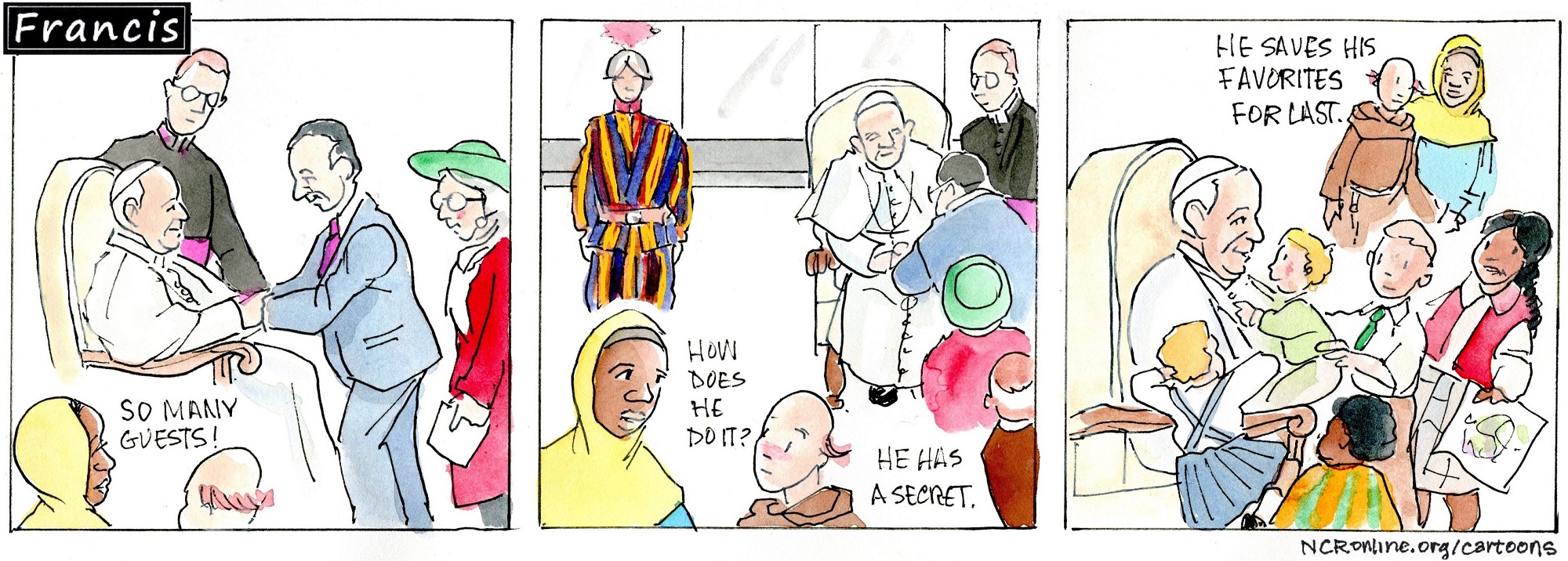 Francis, the comic strip: Francis entertains some special guests.