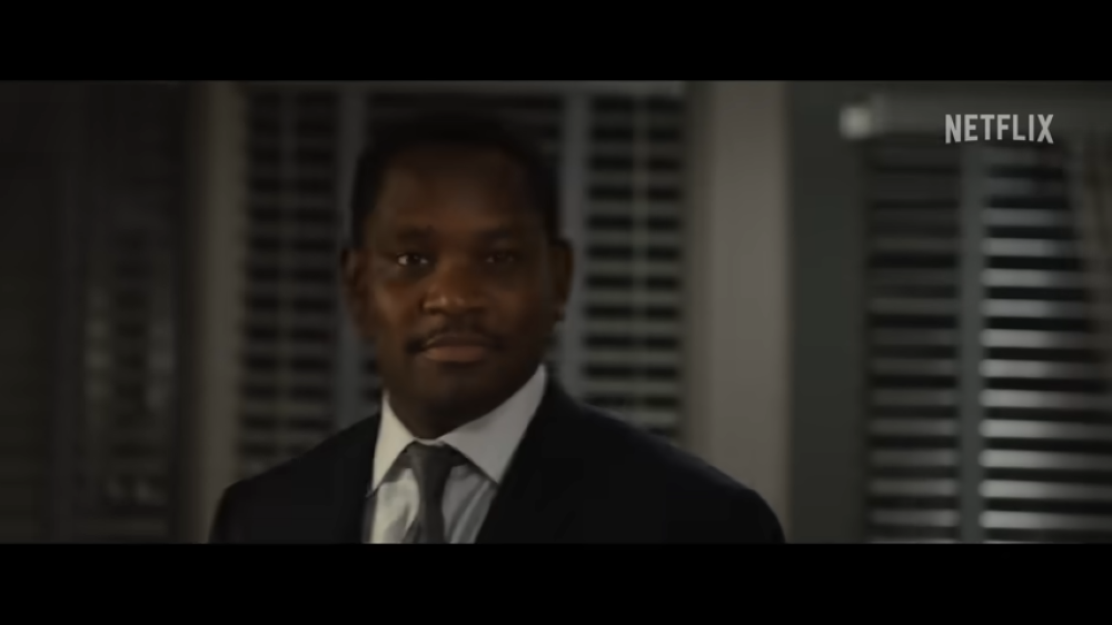 The British filmmaker and actor Aml Ameen portrays Rev. Martin Luther King Jr. in the Netflix biopic "Rustin." King and Rustin worked together to plan the Aug. 28, 1963, March on Washington. (NCR screengrab/Netflix)