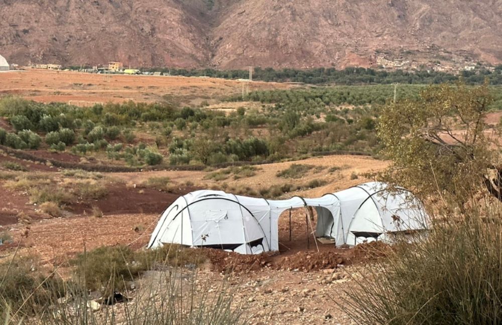 ShelterBox tents in Morocco in November show how villagers set up their new homes.