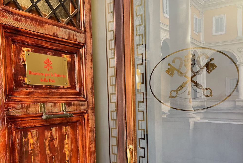 The door into the Vatican's Dicastery for the Doctrine of the Faith, seen on Jan. 24 (NCR photo/Joshua J. McElwee)