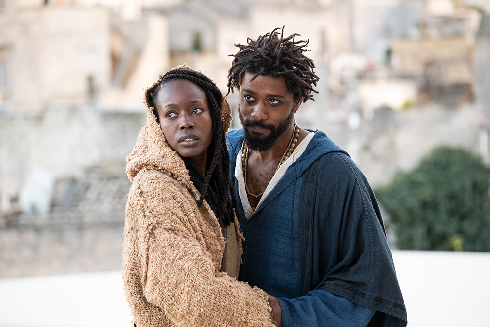 Anna Diop as Varinia and LaKeith Stanfield as Clarence in "The Book of Clarence" (Moris Puccio)