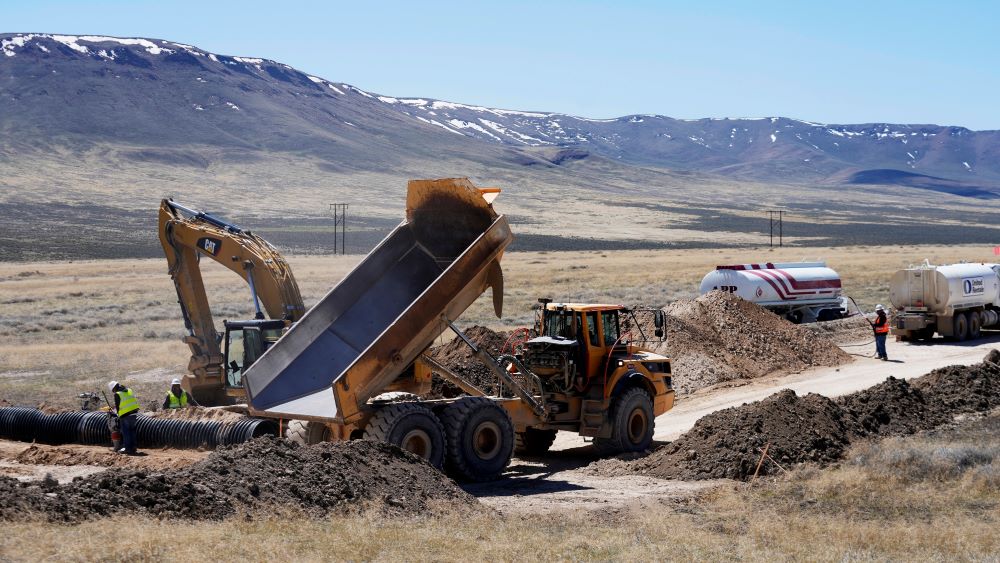 Construction continues at the Lithium Nevada Corp. mine site Thacker Pass project on April 24, 2023, near Orovada, Nev.