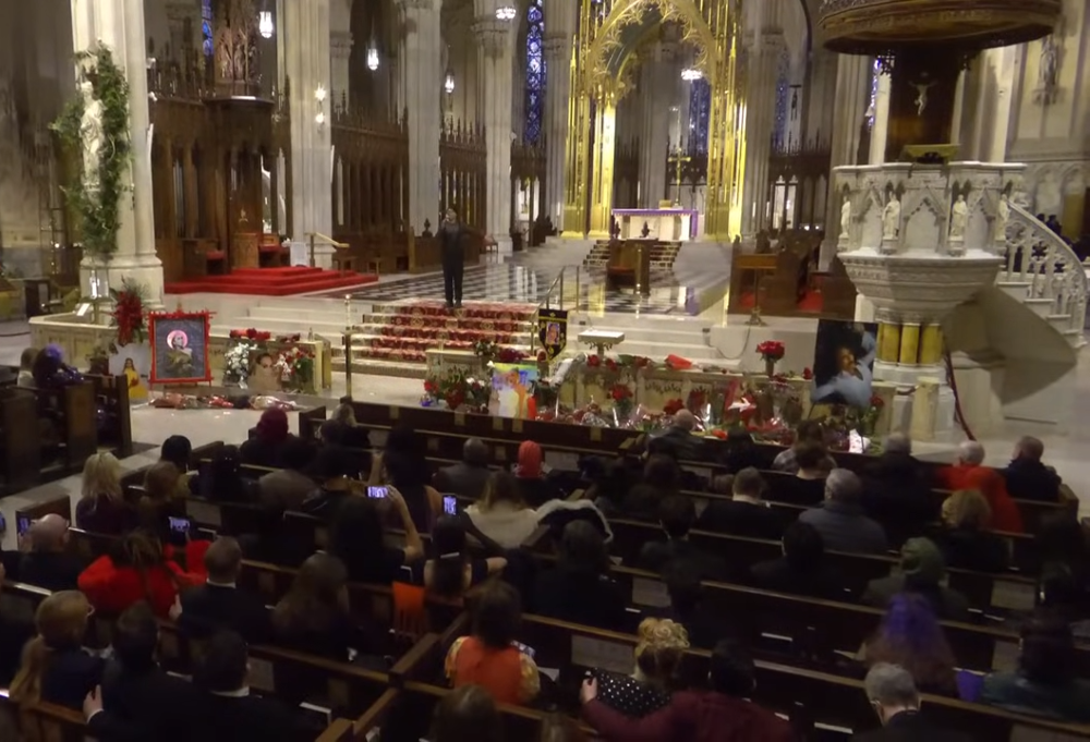 Actor and director Billy Porter sings "Give Us This Day" to a packed St. Patrick's Cathedral in New York City as friends and family gathered to honor the life of LGBTQIA+ activist Cecilia Gentili on Feb. 15.