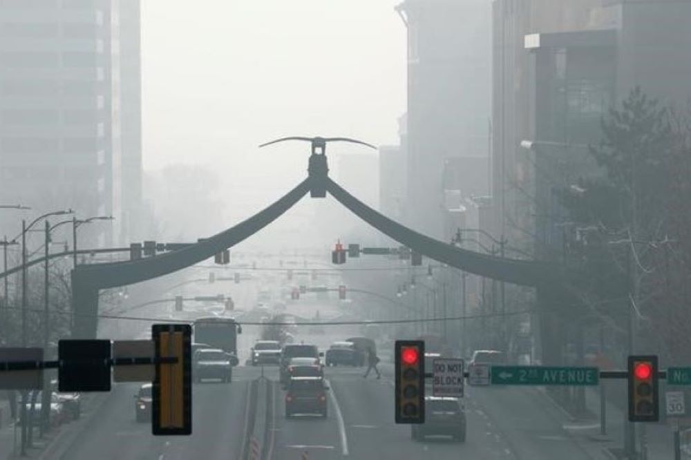 Smog is seen in downtown Salt Lake City, Utah, on Dec. 12, 2017. 