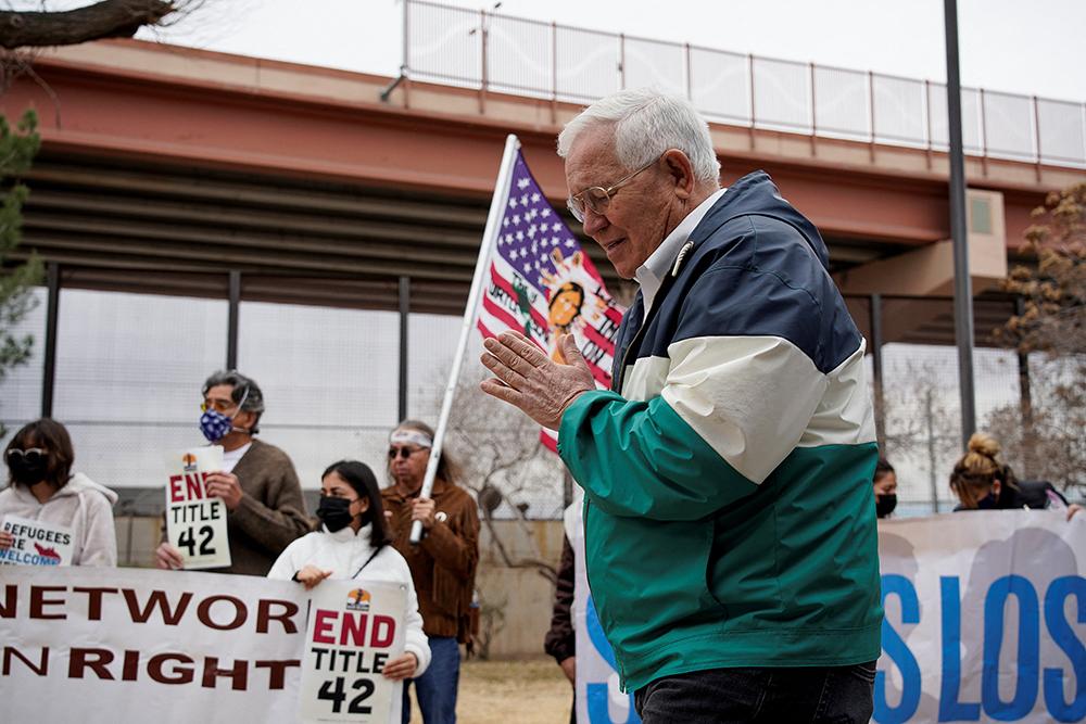 Ruben Garcia, director of Annunciation House, attends a march to demand an end to the immigration policy called "Title 42" and to support the rights of migrants coming to the border in downtown El Paso, Texas, Jan. 7, 2023. (OSV News/Reuters/Paul Ratje)