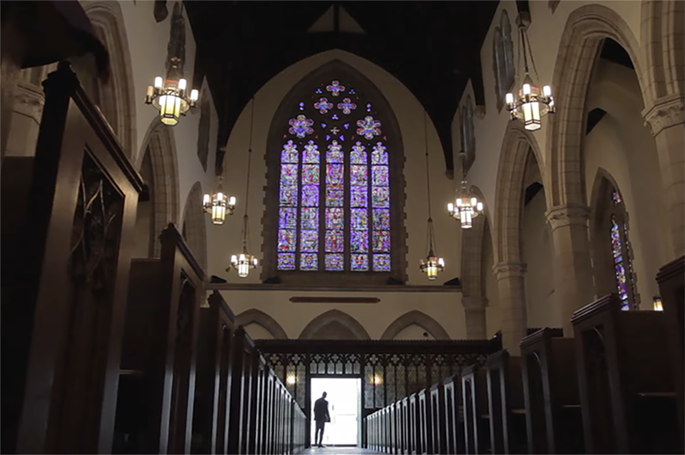 An image of an empty church from the teaser trailer of "Doubt: A Parable," returning to Broadway in February at Roundabout Theatre Company. (NCR screenshot/YouTube)