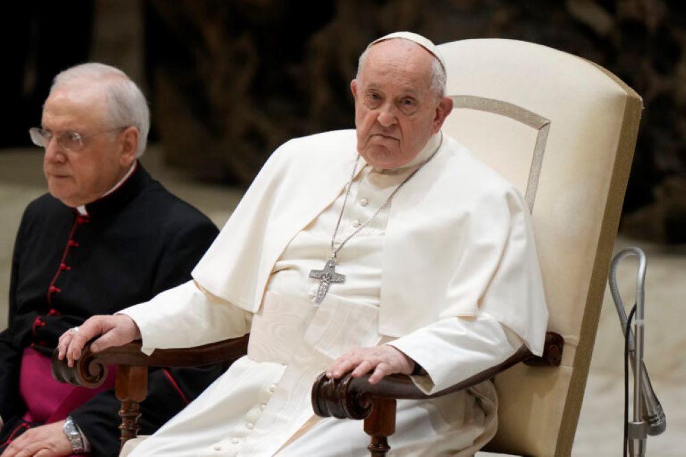 Pope Francis attends his weekly general audience in the Paul VI Hall, at the Vatican on Feb. 28.