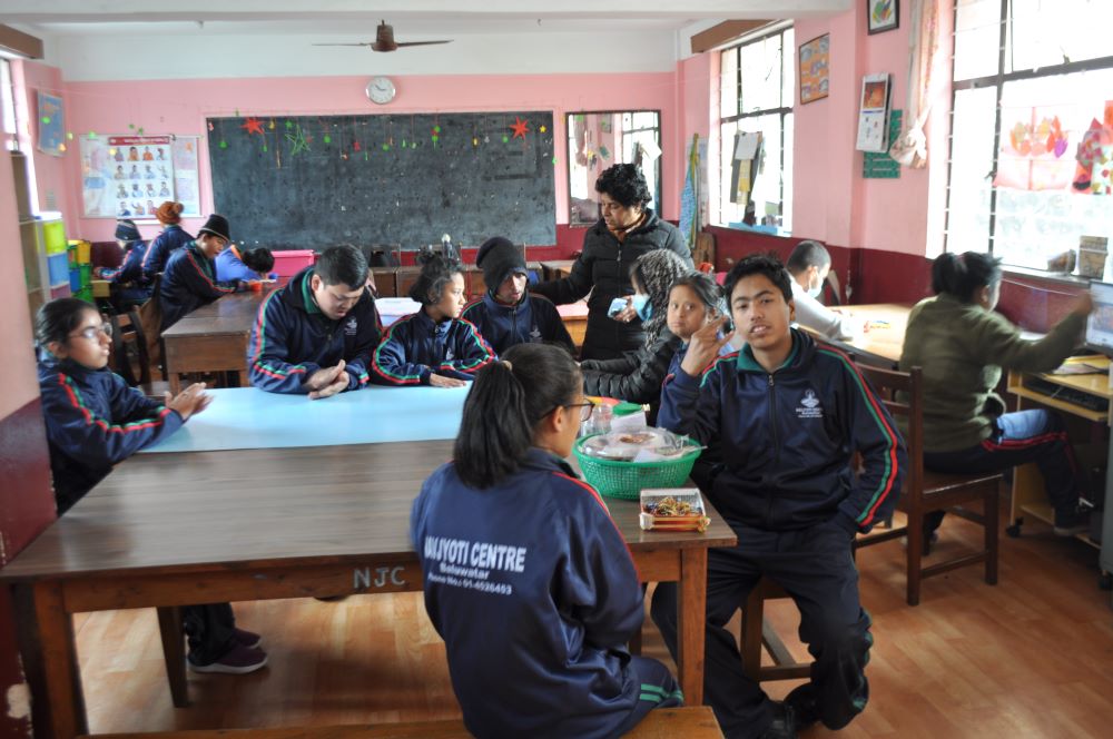 Students work during a vocational class at Navjyoti Centre in Kathmandu, Nepal.
