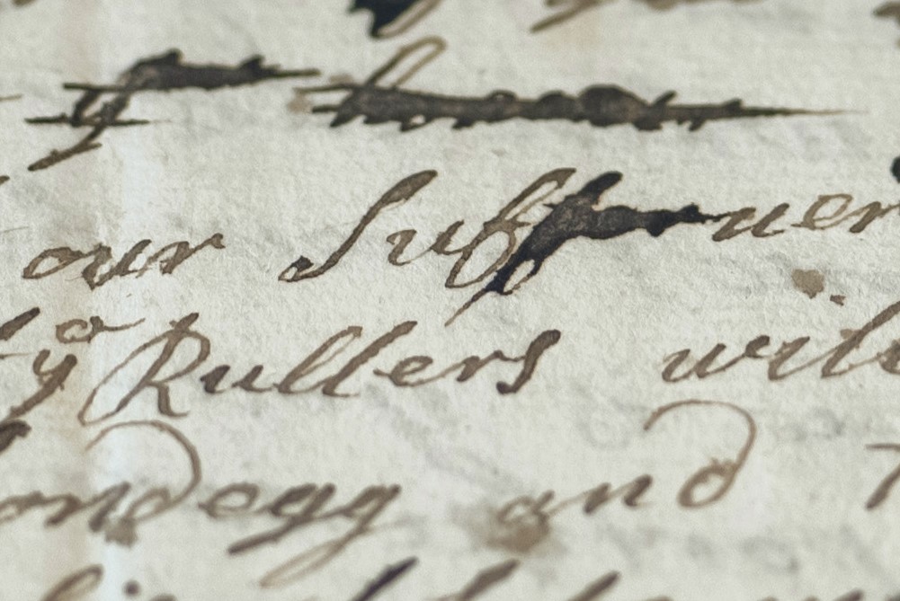 Image of recovered 17th century document indication Church of England slave-trade connection