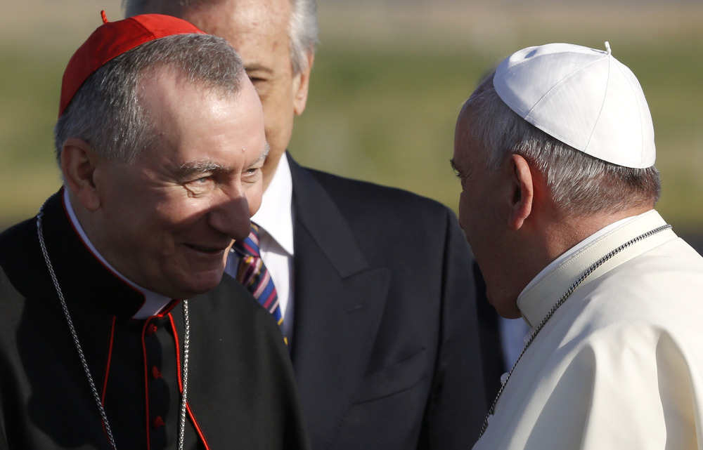 Pope Francis and Vatican Secretary of State Monsignor Pietro Parolin Pope Francis greets Vatican Secretary of State Monsignor Pietro Parolin