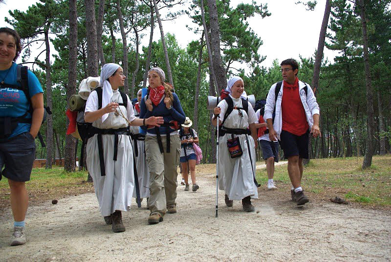 Augustinian Sisters of the Monastery of the Conversion in Spain, accompanying families on the Camino de Santiago (Courtesy of Augustinian Sisters of the Monastery of the Conversion)
