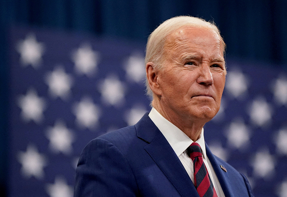U.S. President Joe Biden looks on during his visit at the Chavis Community Center March 26 in Raleigh, North Carolina. The White House issued a proclamation March 29 for the Transgender Day of Visibility, which is observed annually March 31 and coincided in 2024 with Easter. (OSV News/Reuters/Elizabeth Frantz)