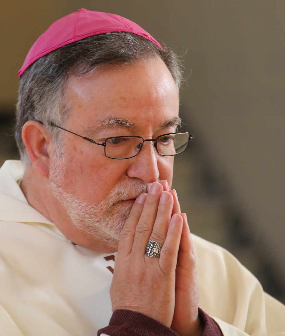 Jaime Soto, Bishop of Sacramento Prelate prays, vested