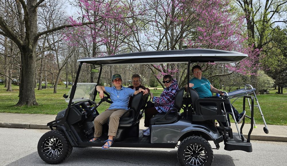  Sr. Emily TeKolste transports sisters to an eclipse-watching party at the campus of the Sisters of Providence of St.-Mary-of-the-Woods, Indiana, on April 8. 