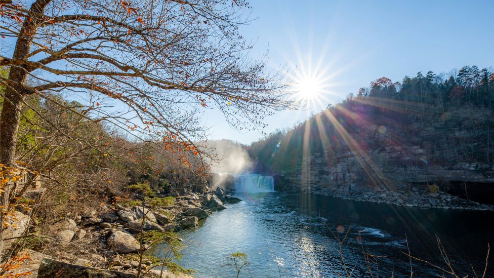 The sun shines brightly over Cumberland Falls, in the southern part of the Diocese of Lexington, Kentucky, Nov. 24, 2021.