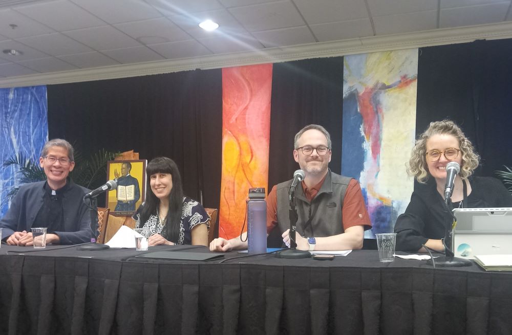 Panelists at the inaugural Paulist Summit on Polarization include, from left, Paulist Fr. Ricky Manalo; Rebecca Cataldi, representing Braver Angels; Peter Denio representing the Bernardin Center and Leadership Roundtable; and, Kate O'Brien, representing the Focolare Movement. 