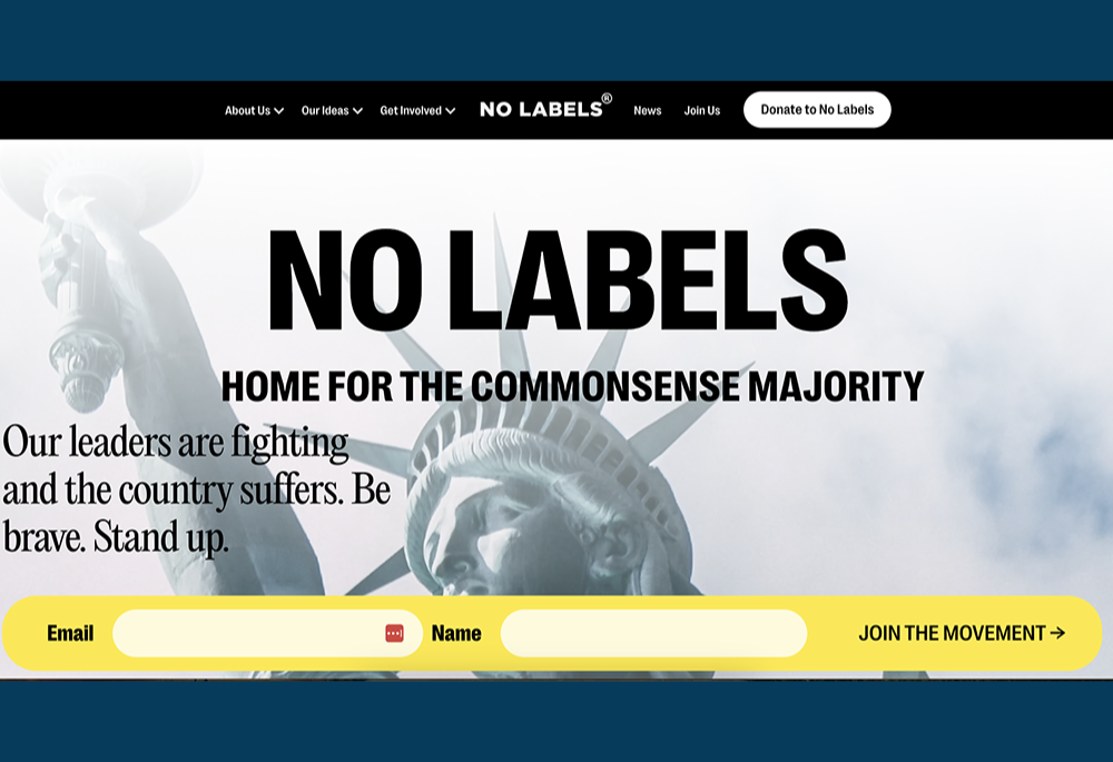 Screenshot of No Labels website (NCR screenshot/NoLabels.org)