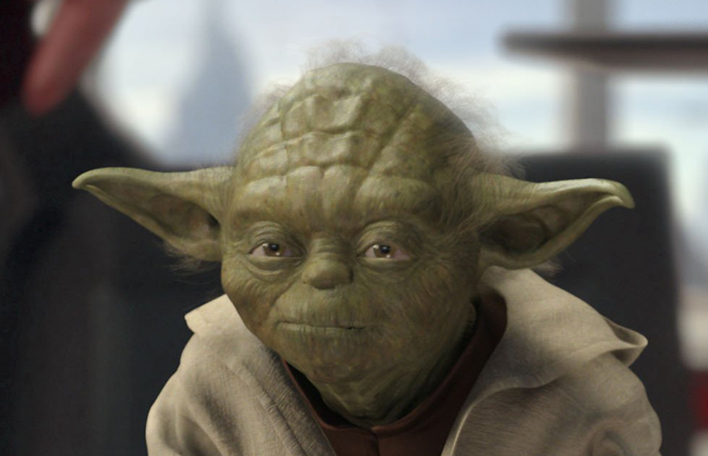 Jedi Master Yoda listens in a scene from the movie "Star Wars: Episode II — Attack of the Clones." (CNS/Lucasfilm)