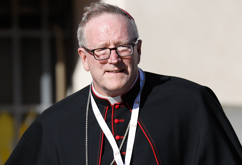 Bishop Robert Barron of Winona-Rochester, Minnesota, arrives for the first working session of the assembly of the Synod of Bishops Oct. 4, 2023, at the Vatican. (CNS/Lola Gomez)