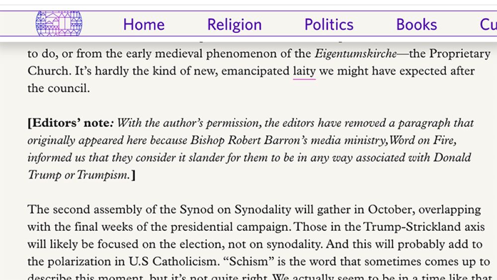 The editor’s note in Massimo Faggioli's piece on the Commonweal website